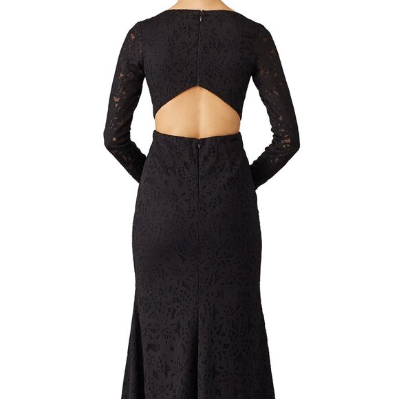 Monique Lhuillier Black Long Sleeve Shadow Gown - Picture 3 of 7